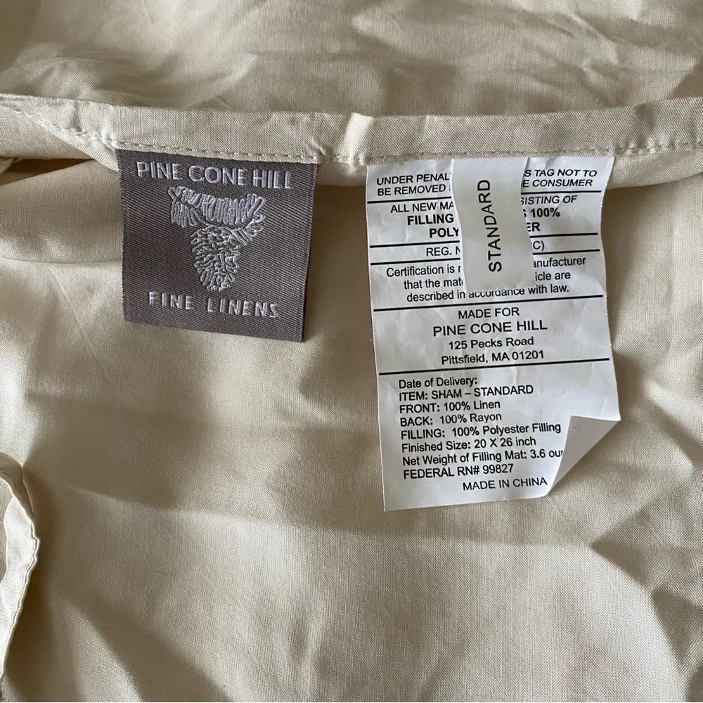 PINE CONE HILL By Annie Selke Standard‎ Linen Puff  Sham In Natural Pillowcase 1